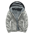 Tan Digital Camo Pattern Print Sherpa Lined Zip Up Hoodie