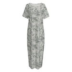 Tan Digital Camo Pattern Print Short Sleeve Long Nightdress