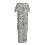Tan Digital Camo Pattern Print Short Sleeve Long Nightdress