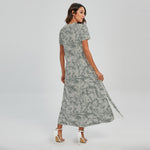 Tan Digital Camo Pattern Print Short Sleeve Maxi Dress
