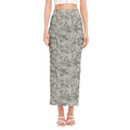 Tan Digital Camo Pattern Print Side Slit Maxi Skirt