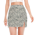 Tan Digital Camo Pattern Print Side Slit Mini Skirt