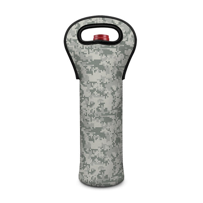 Tan Digital Camo Pattern Print Single Neoprene Wine Tote