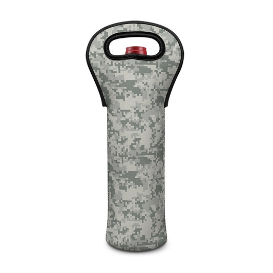 Tan Digital Camo Pattern Print Single Neoprene Wine Tote