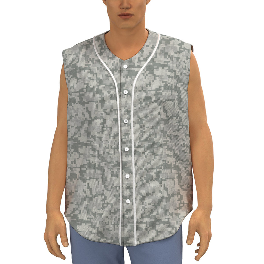 Tan Digital Camo Pattern Print Sleeveless Baseball Jersey