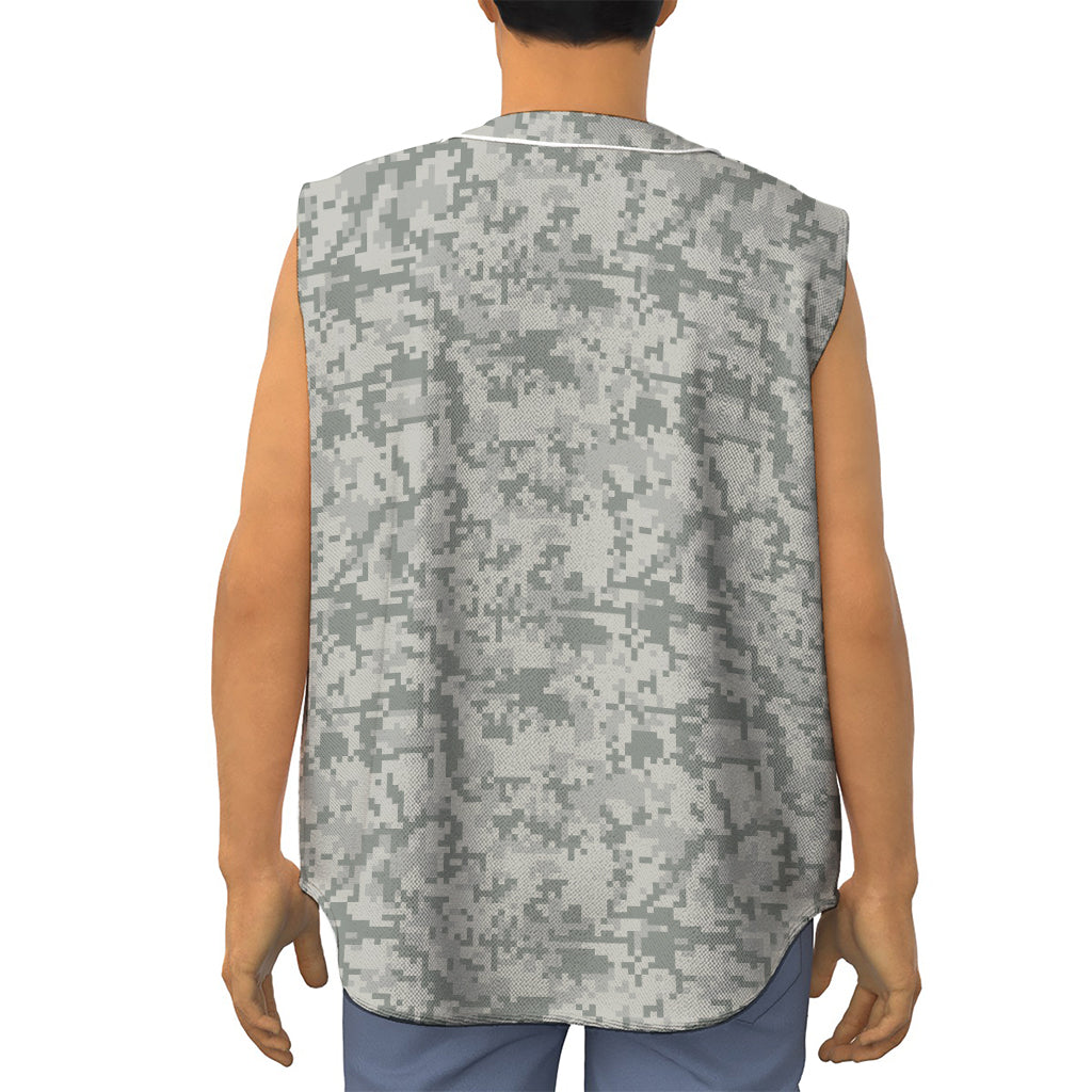 Tan Digital Camo Pattern Print Sleeveless Baseball Jersey