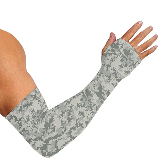 Tan Digital Camo Pattern Print Sun Protection Arm Sleeves