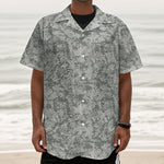 Tan Digital Camo Pattern Print Textured Short Sleeve Shirt