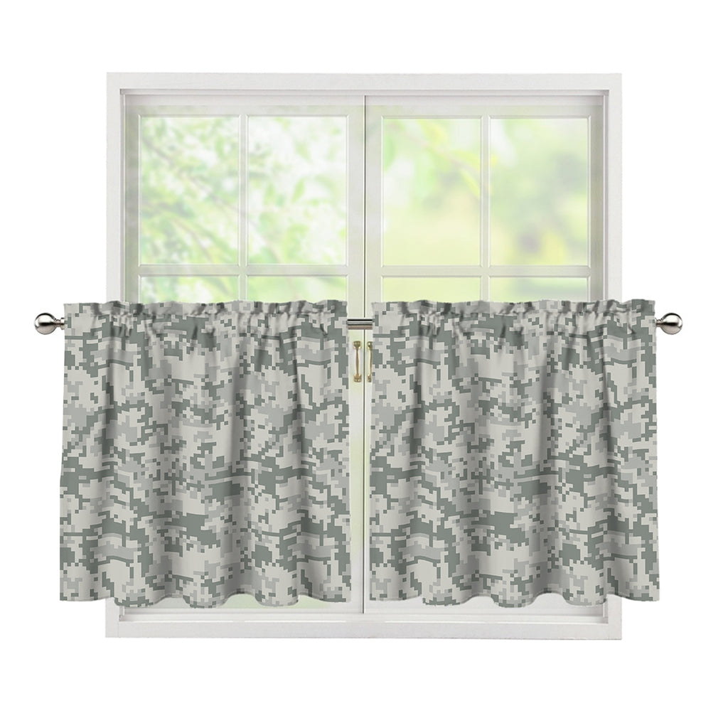 Tan Digital Camo Pattern Print Tier Curtains