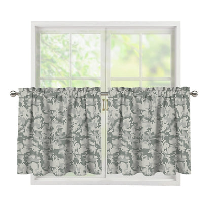 Tan Digital Camo Pattern Print Tier Curtains