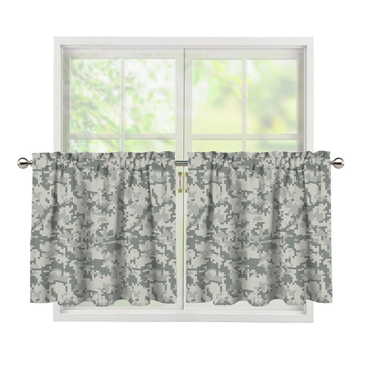 Tan Digital Camo Pattern Print Tier Curtains