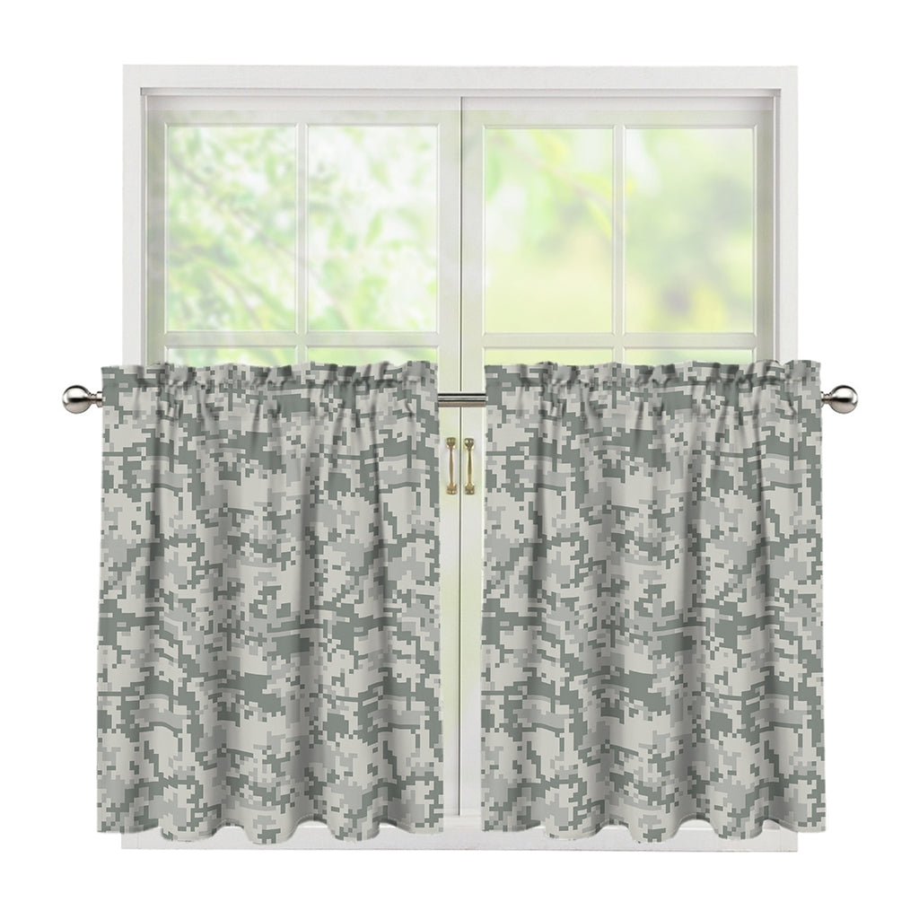 Tan Digital Camo Pattern Print Tier Curtains