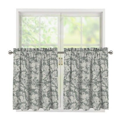 Tan Digital Camo Pattern Print Tier Curtains