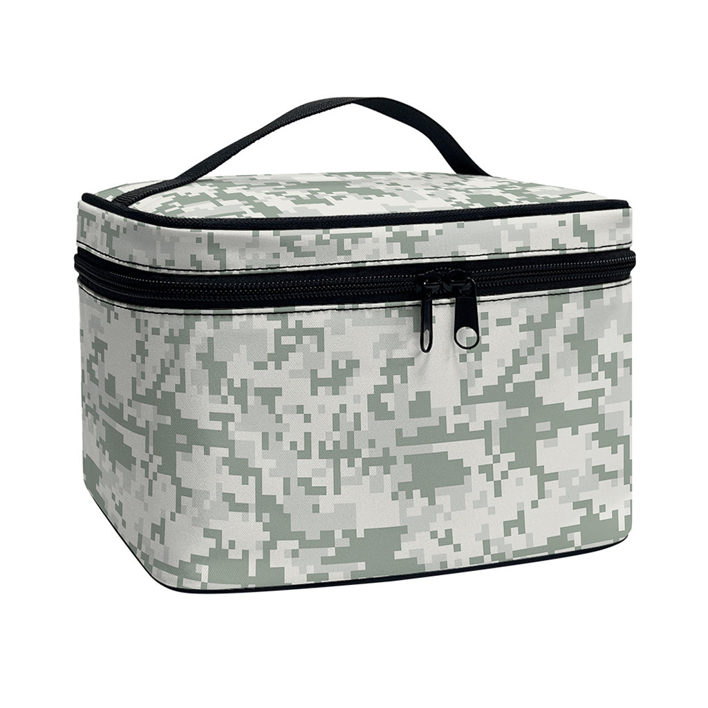 Tan Digital Camo Pattern Print Travel Makeup Bag