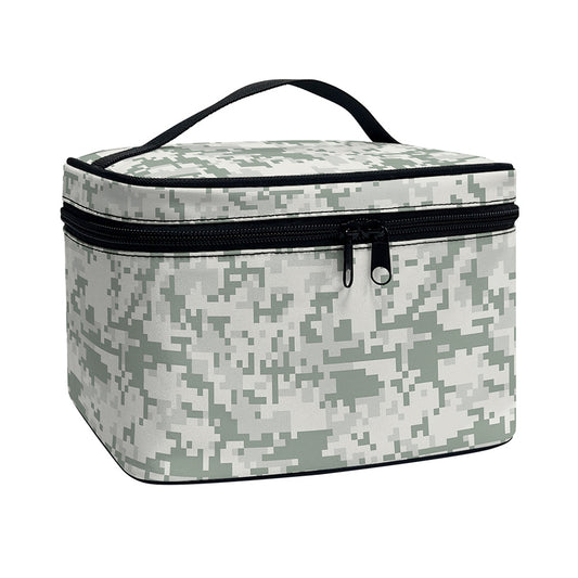 Tan Digital Camo Pattern Print Travel Makeup Bag
