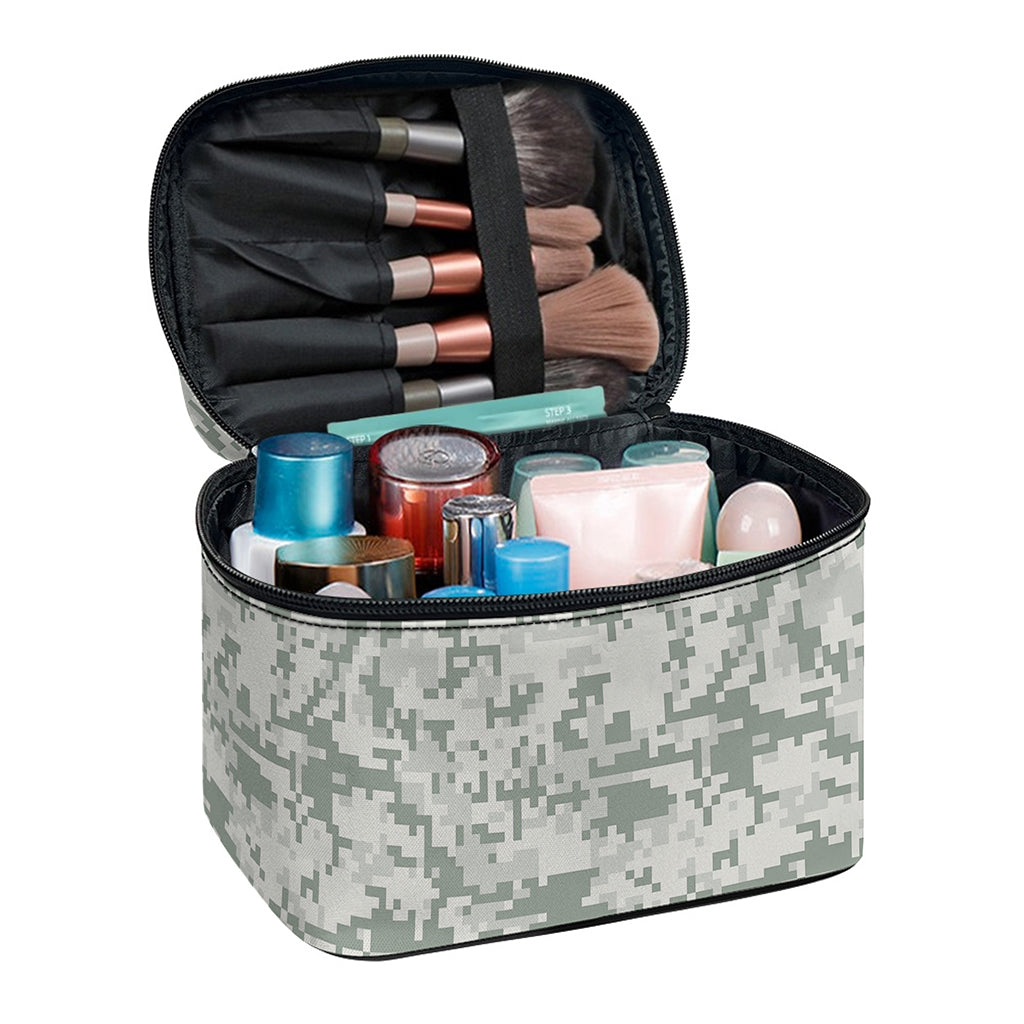 Tan Digital Camo Pattern Print Travel Makeup Bag