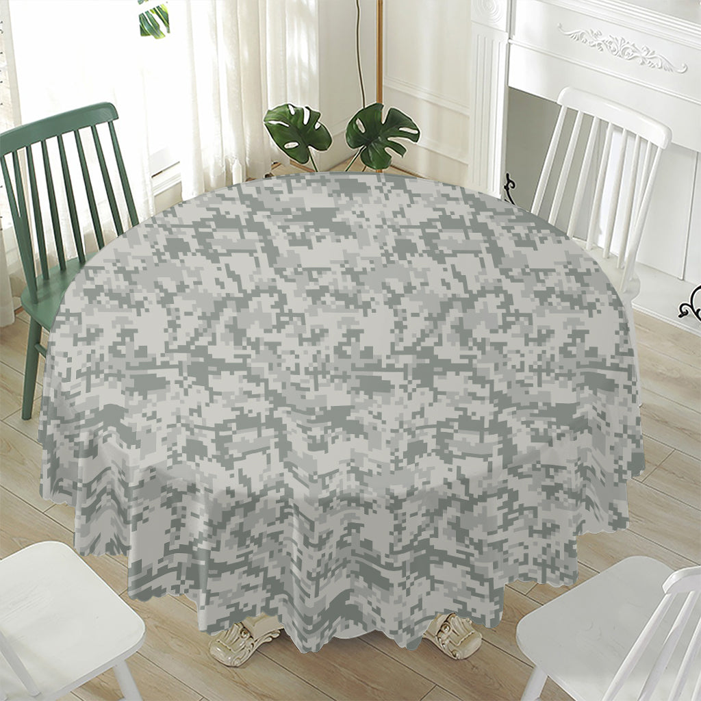 Tan Digital Camo Pattern Print Waterproof Round Tablecloth