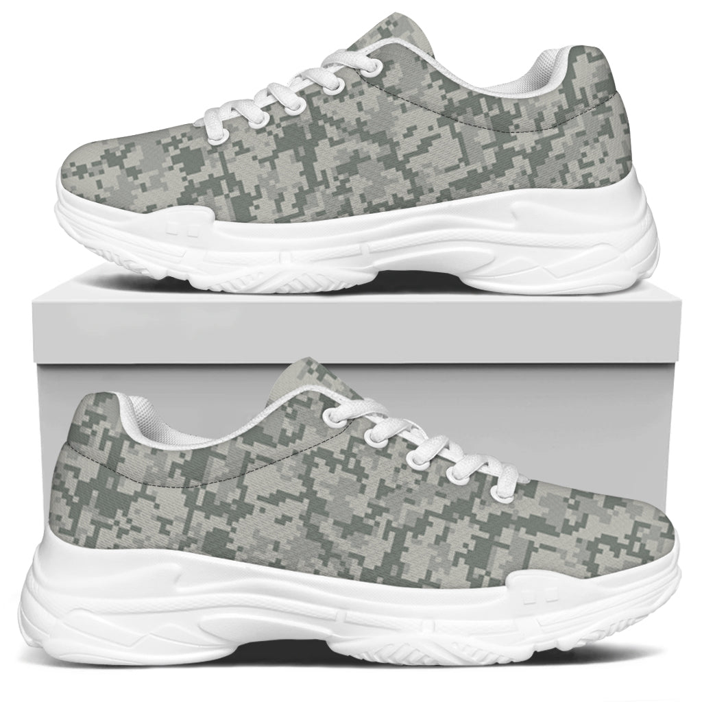 Tan Digital Camo Pattern Print White Chunky Shoes