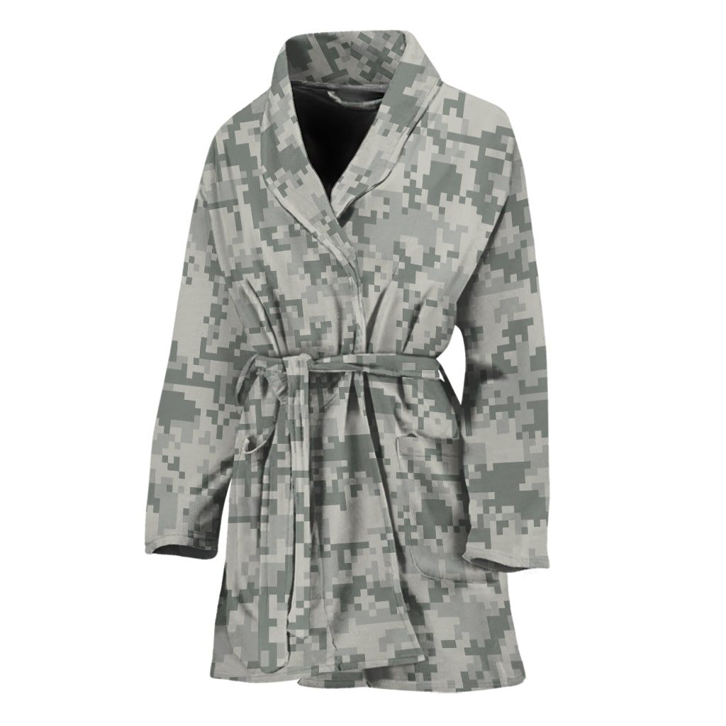 Tan Digital Camo Pattern Print Women's Bathrobe