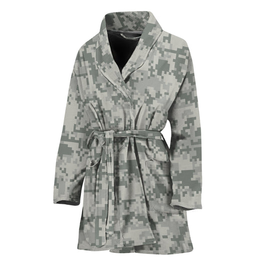 Tan Digital Camo Pattern Print Women's Bathrobe