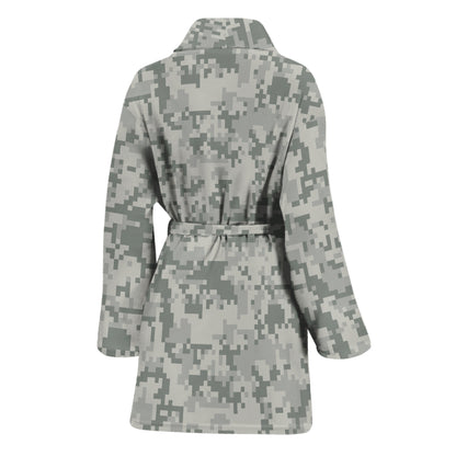 Tan Digital Camo Pattern Print Women's Bathrobe