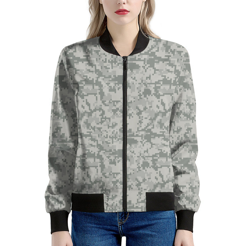 Tan Digital Camo Pattern Print Women's Bomber Jacket