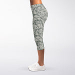 Tan Digital Camo Pattern Print Women's Capri Leggings