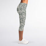 Tan Digital Camo Pattern Print Women's Capri Leggings