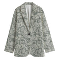 Tan Digital Camo Pattern Print Women's Cotton Blazer