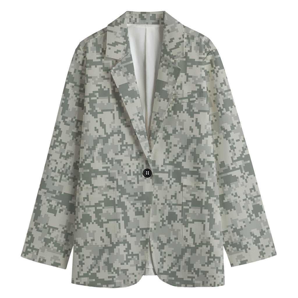 Tan Digital Camo Pattern Print Women's Cotton Blazer