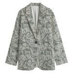 Tan Digital Camo Pattern Print Women's Cotton Blazer