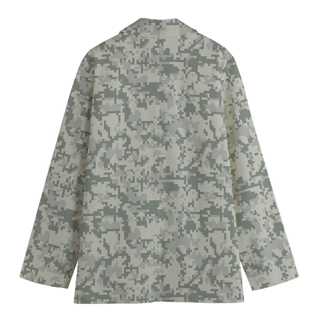 Tan Digital Camo Pattern Print Women's Cotton Blazer