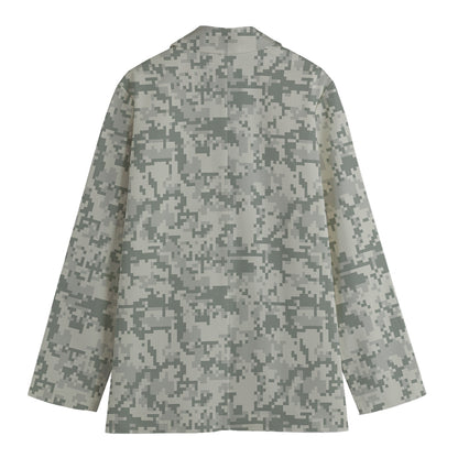 Tan Digital Camo Pattern Print Women's Cotton Blazer