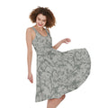 Tan Digital Camo Pattern Print Sleeveless Knee Length Dress