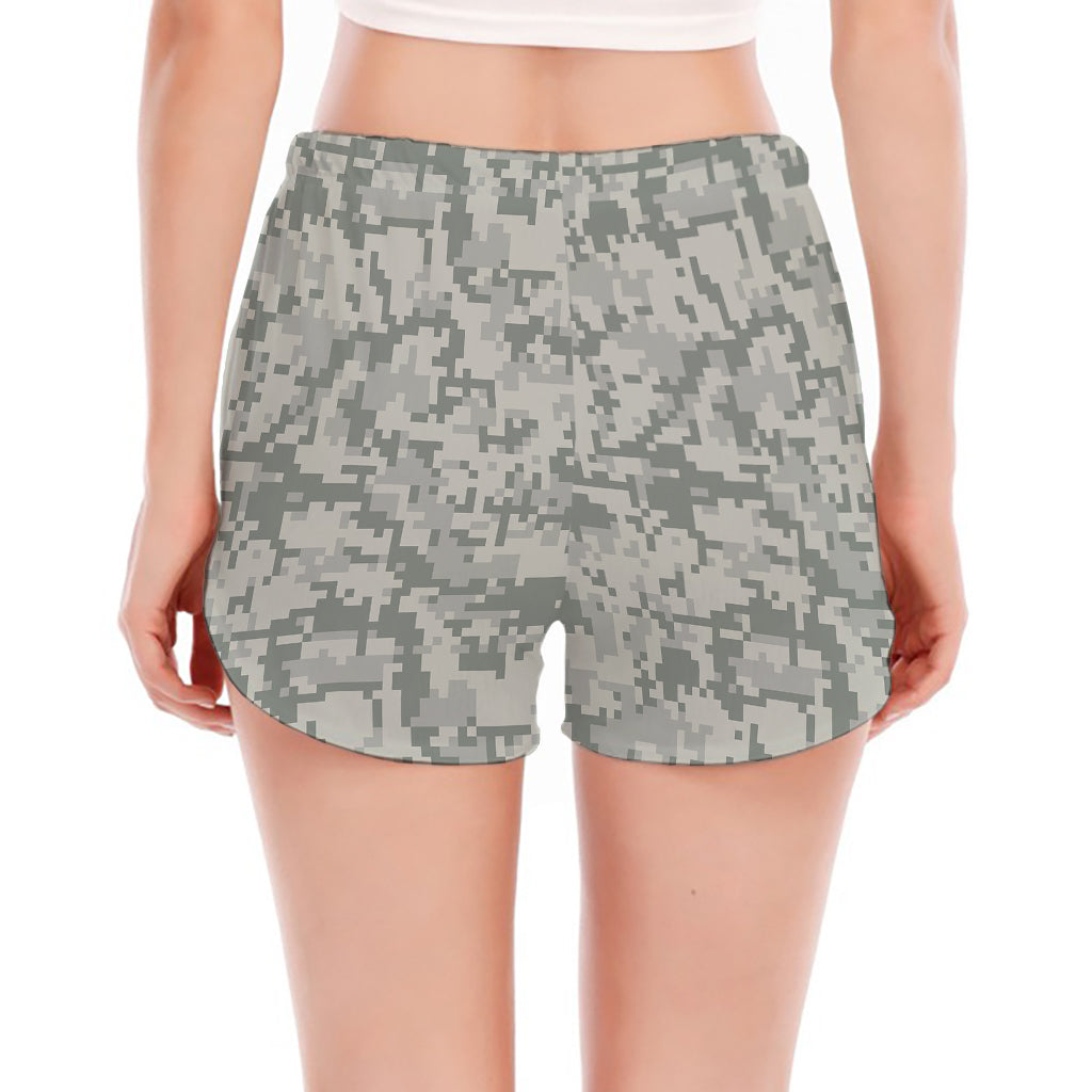 Tan Digital Camo Pattern Print Women's Split Running Shorts