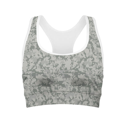 Tan Digital Camo Pattern Print Women's Sports Bra