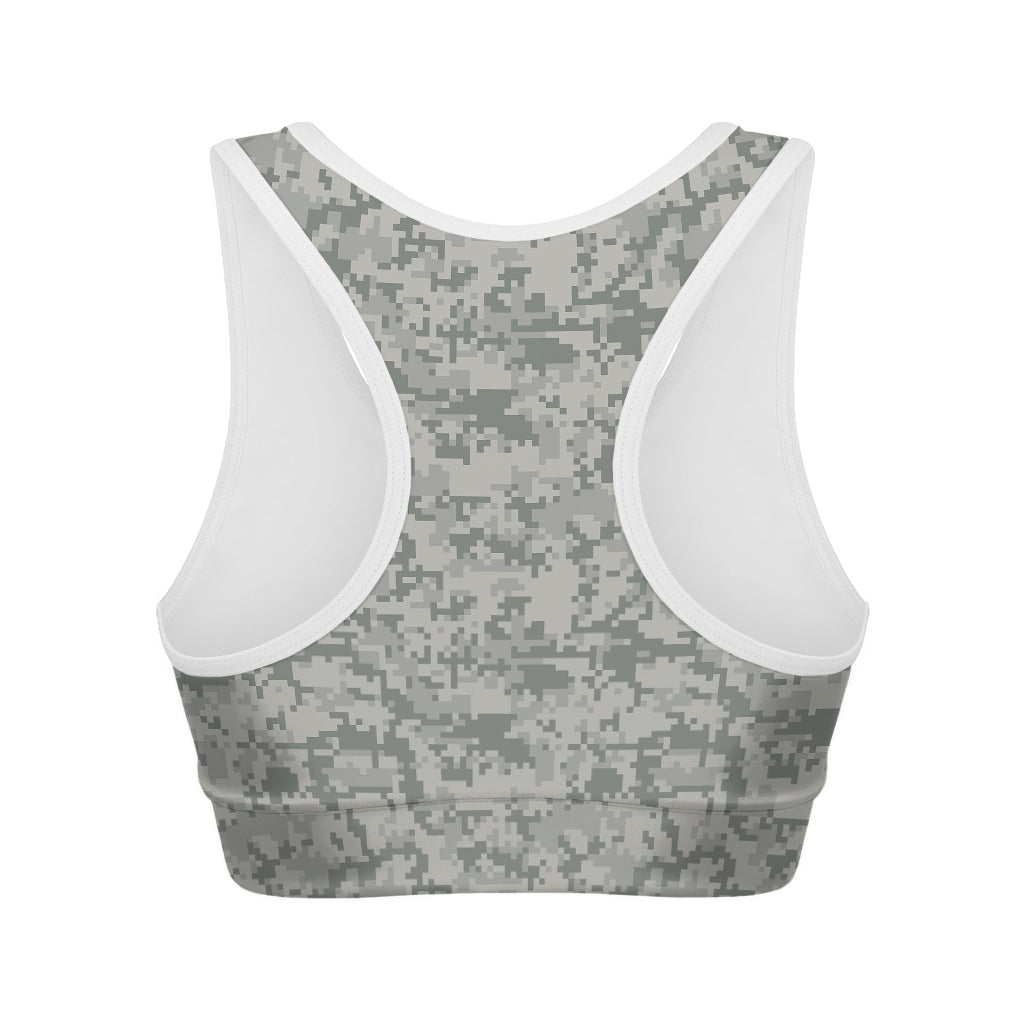 Tan Digital Camo Pattern Print Women's Sports Bra