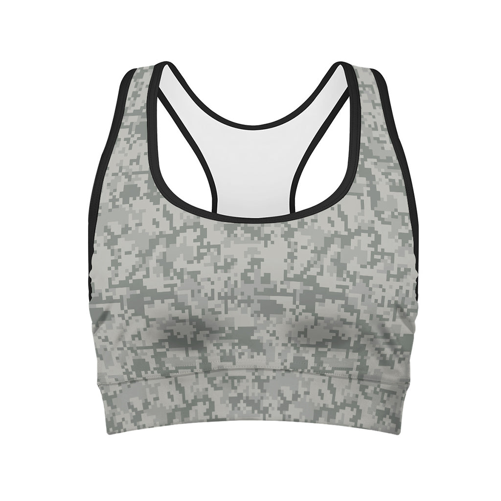 Tan Digital Camo Pattern Print Women's Sports Bra