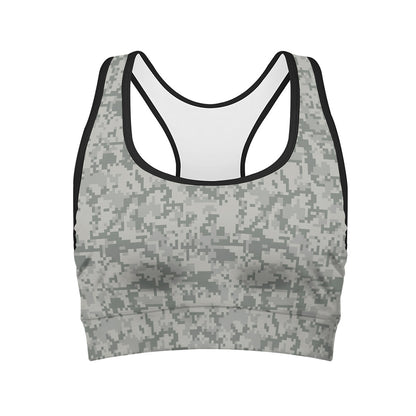 Tan Digital Camo Pattern Print Women's Sports Bra