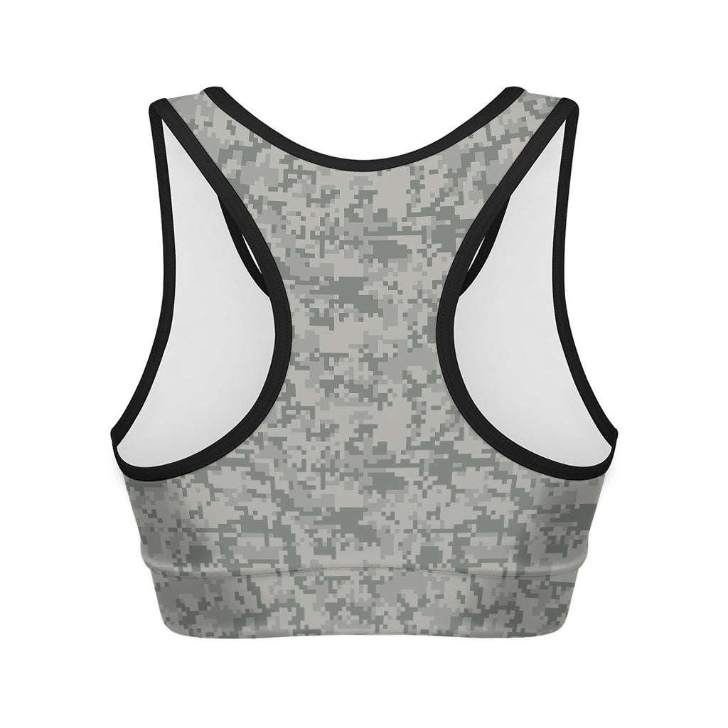 Tan Digital Camo Pattern Print Women's Sports Bra