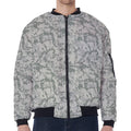 Tan Digital Camo Pattern Print Zip Sleeve Bomber Jacket