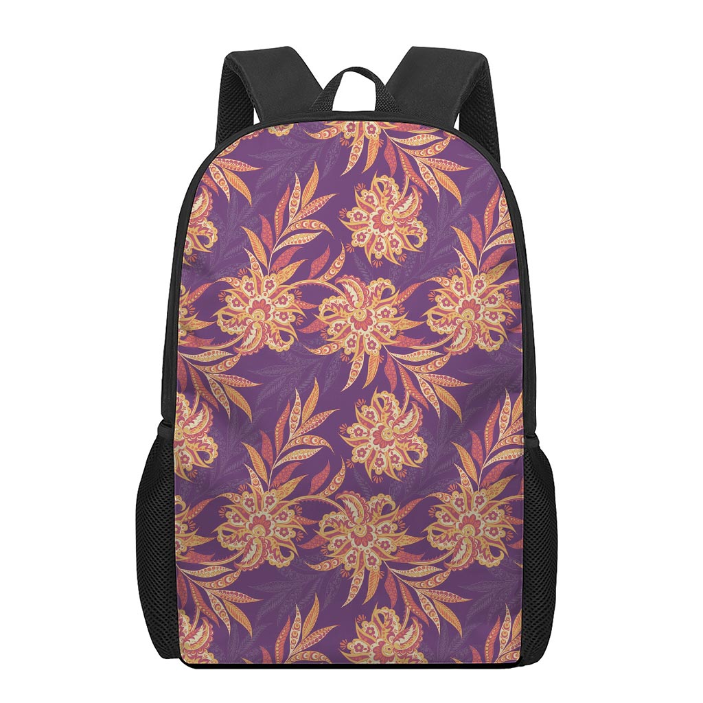 Tangerine Floral Bohemian Pattern Print 17 Inch Backpack