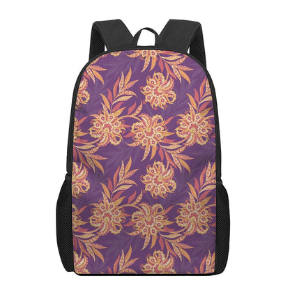 Tangerine Floral Bohemian Pattern Print 17 Inch Backpack