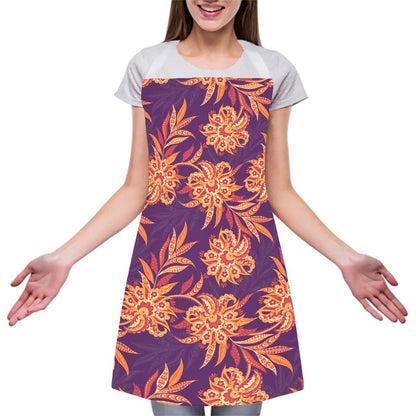Tangerine Floral Bohemian Pattern Print Adjustable Apron