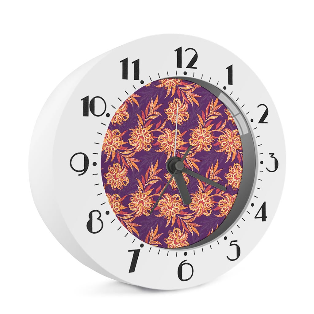 Tangerine Floral Bohemian Pattern Print Alarm Clock