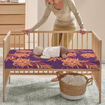 Tangerine Floral Bohemian Pattern Print Baby Crib Sheet