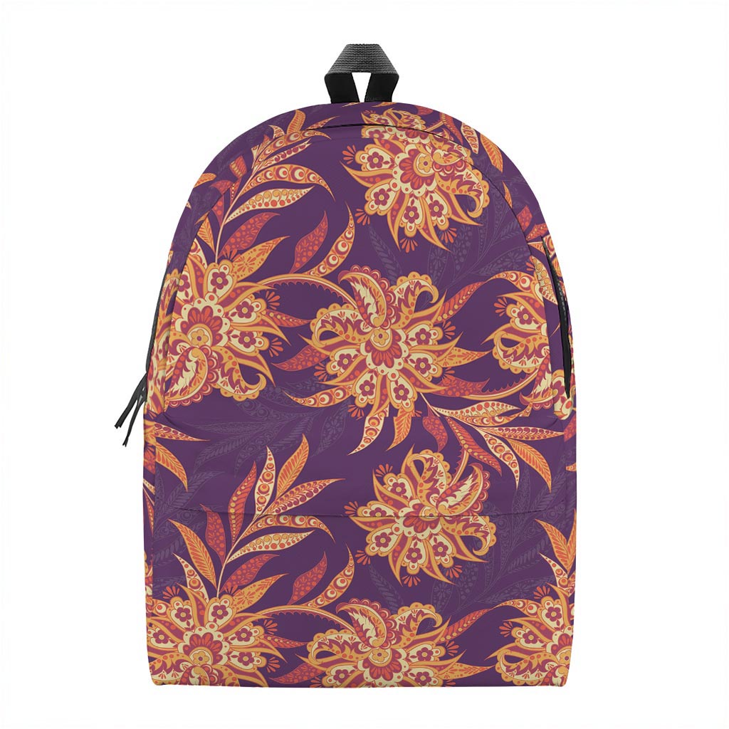 Tangerine Floral Bohemian Pattern Print Backpack