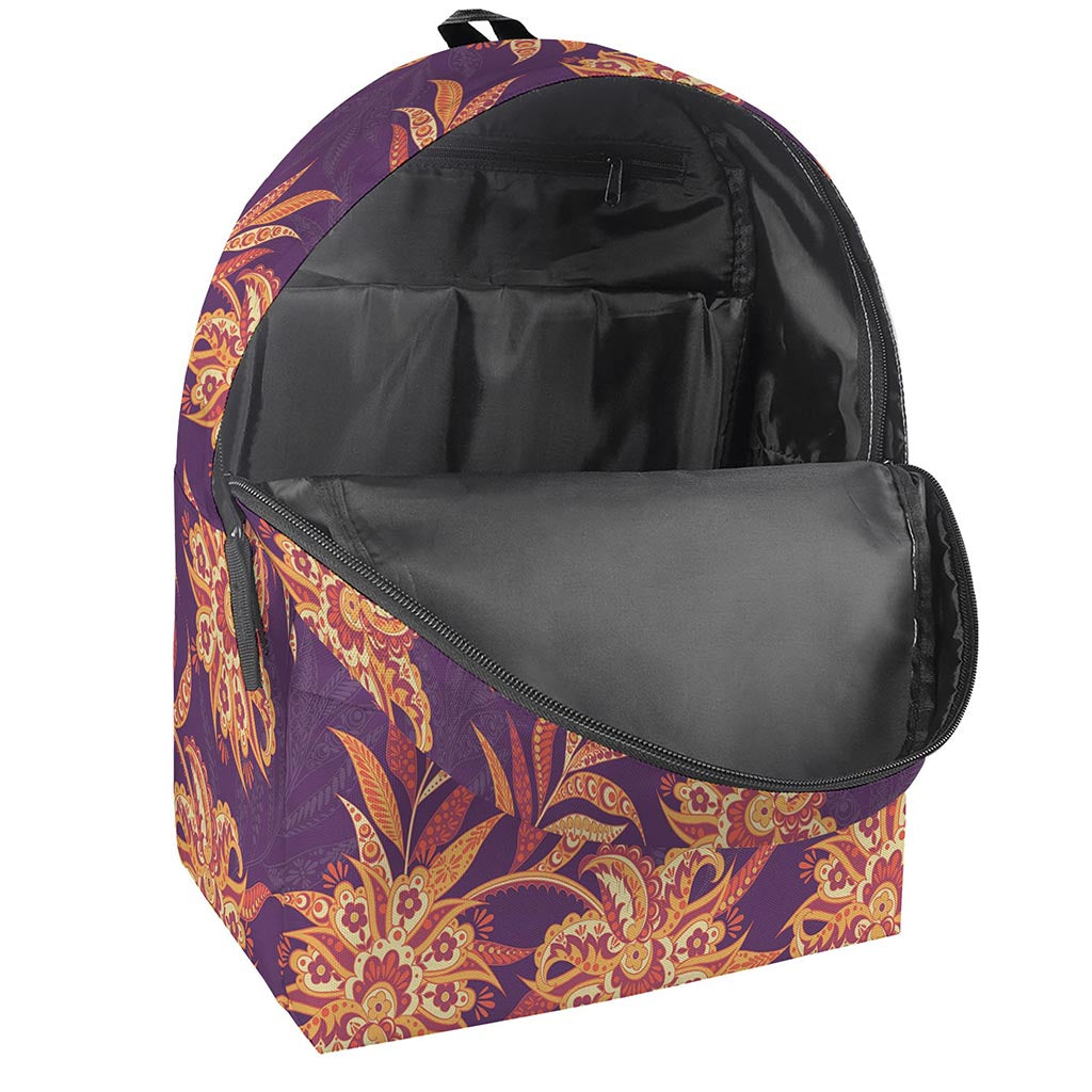 Tangerine Floral Bohemian Pattern Print Backpack