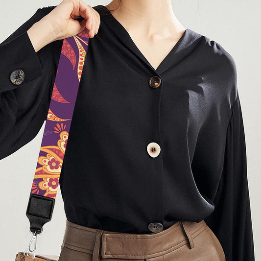 Tangerine Floral Bohemian Pattern Print Bag Strap