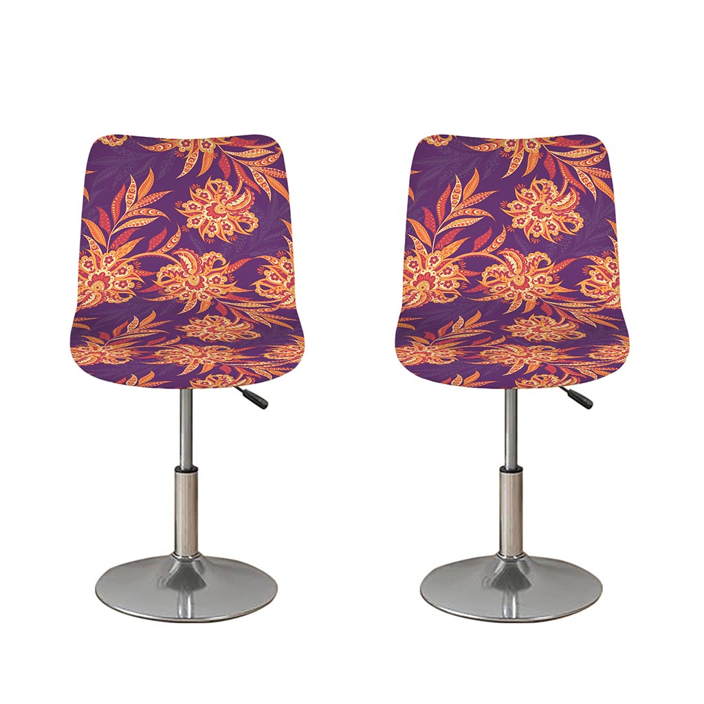 Tangerine Floral Bohemian Pattern Print Bar Stool Covers